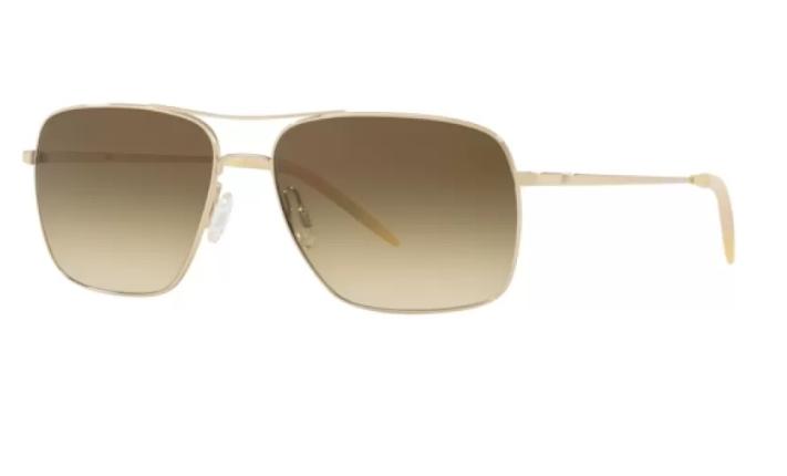 Oliver Peoples 0OV 1150S CLIFTON 503585 Gold/Chrome Olive Rectangular Sunglasses