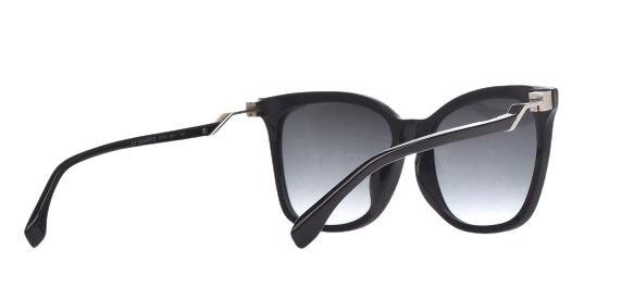 Fendi FF 0244/F/S 0807/9O Black/Dark Grey Gradient Rectangle Women's Sunglasses
