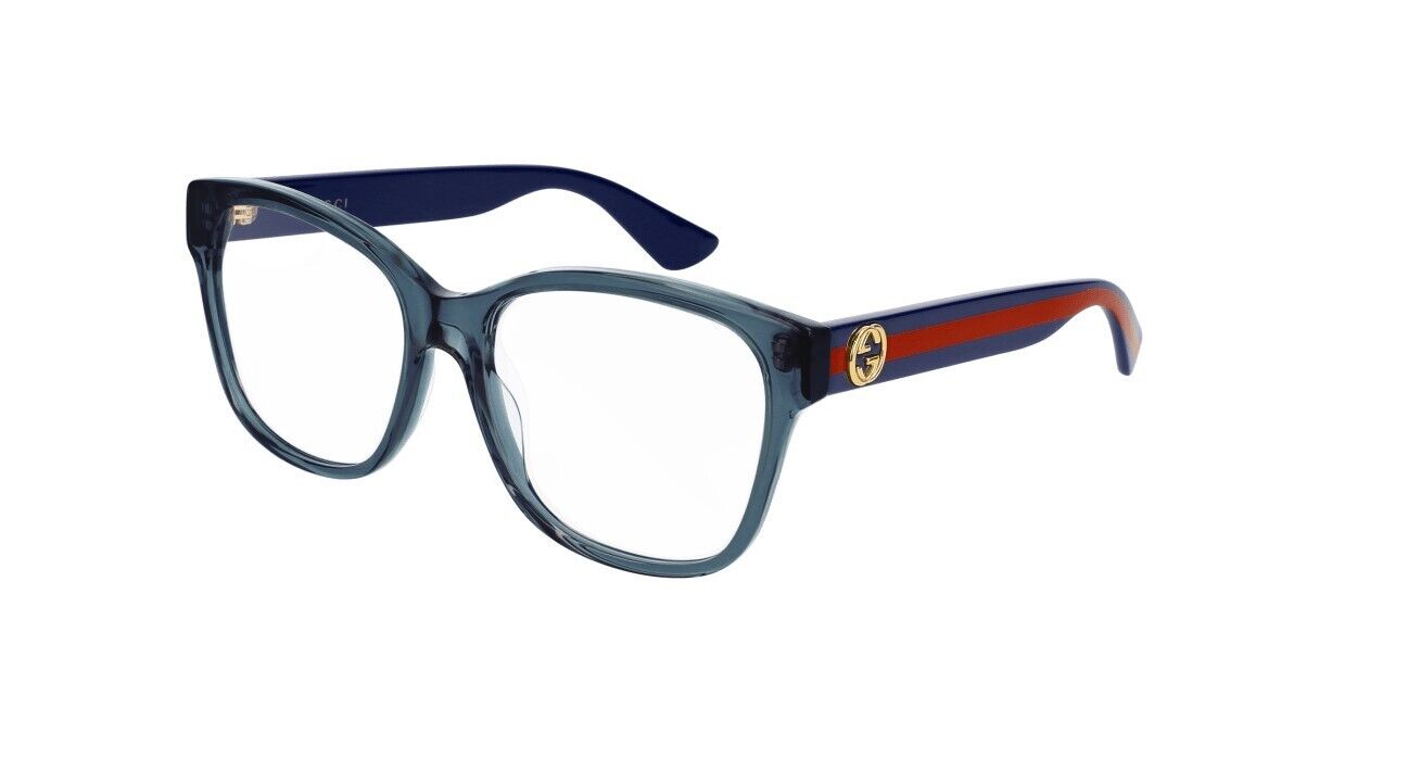 Gucci GG0038ON 012 Blue with Red Stripe Soft Square Women's Eyeglasses