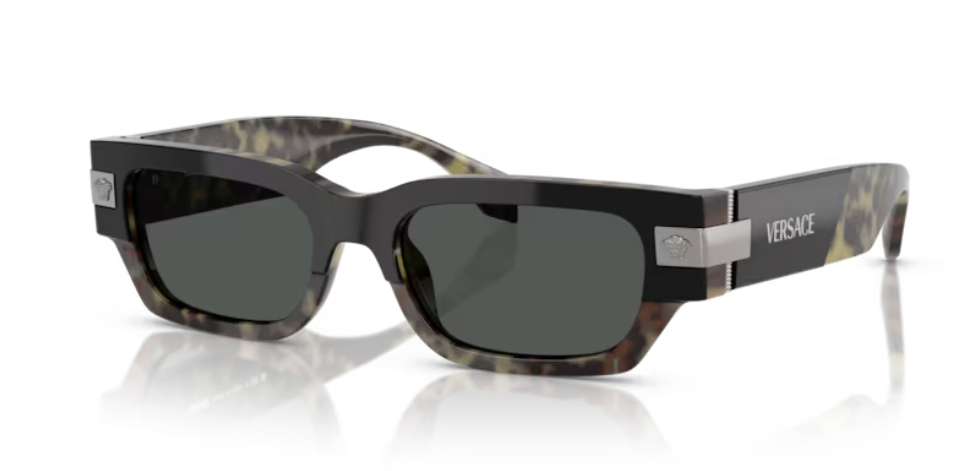 Versace VE4465U 545687 Black-Havana/Dark Grey Rectangular Women's Sunglasses