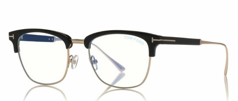 Tom Ford FT 5590-F-B 001 Black Rose Gold/Blue Block Men's Eyeglasses
