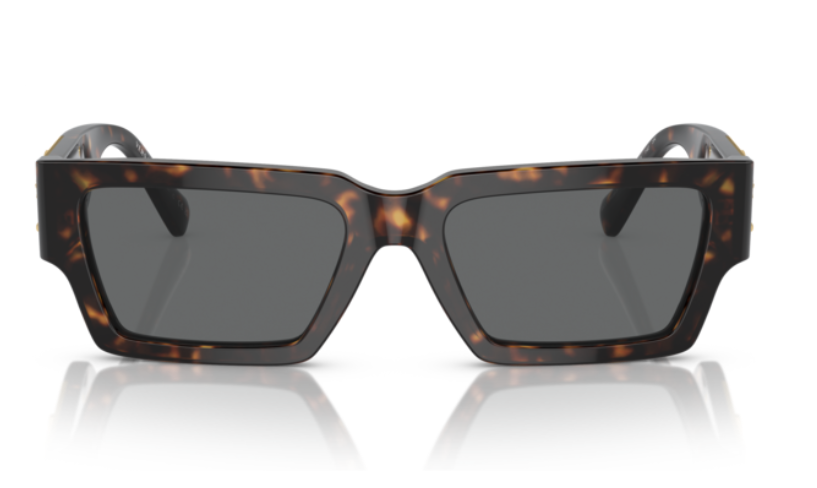 Versace 0VE4459F 108/87 Havana/Dark Grey Rectangular Men's Sunglasses