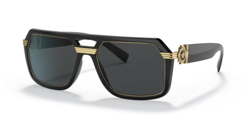 Versace 0VE4399 GB1/87 Black/Dark Grey Wide Rectangle Men's Sunglasses