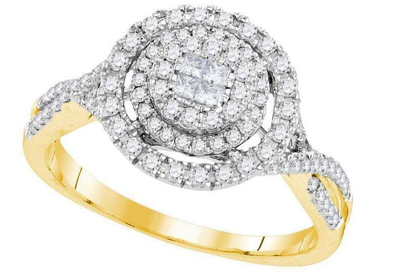 14kt Yellow Gold Diamond Soleil Cluster Bridal Wedding Engagement Ring 1/2 Cttw