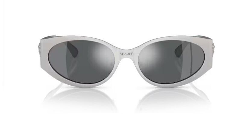 Versace 0VE2263 12666G Matte Silver/ Light Grey Mirror Oval Women's Sunglasses
