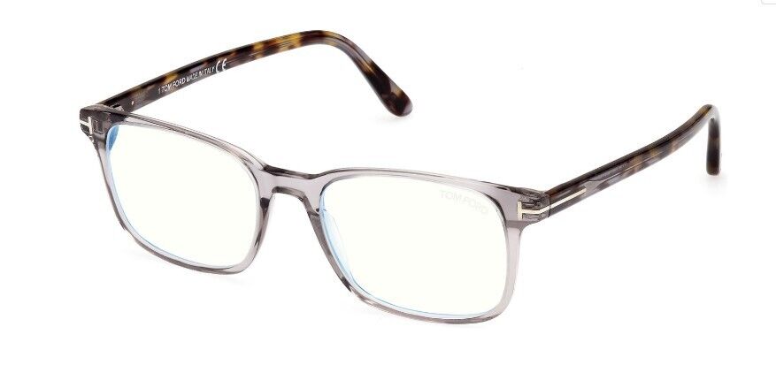 Tom Ford FT5831-F-B 020 Shiny Transparent Grey/Blue Block Square Eyeglasses