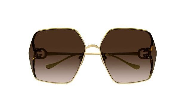 Gucci GG1322SA 002 Gold-Ivory/Brown Oversized Gradient Square Women's Sunglasses