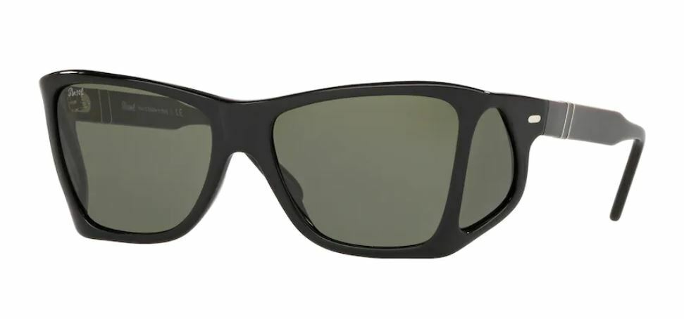 Persol 0PO 0009 95/31 Black/Crystal Green Sunglasses