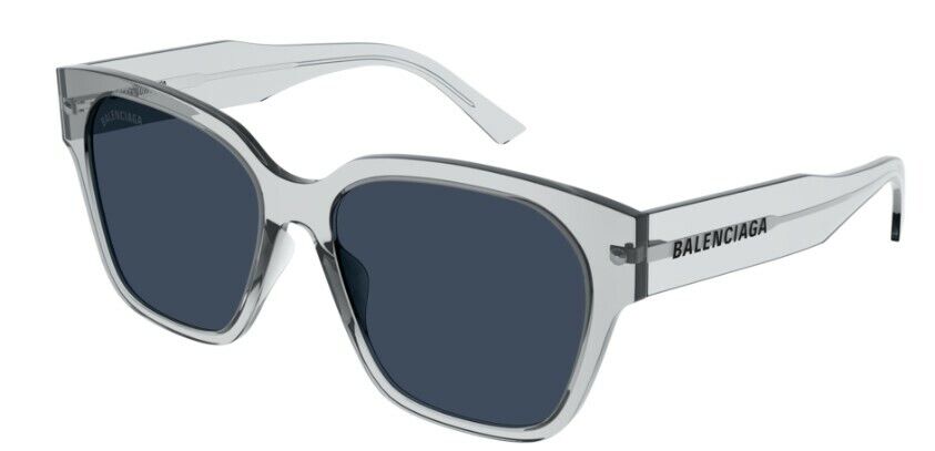 Balenciaga BB0215SA 004 Transparent Gray/Blue Square Unisex Sunglasses