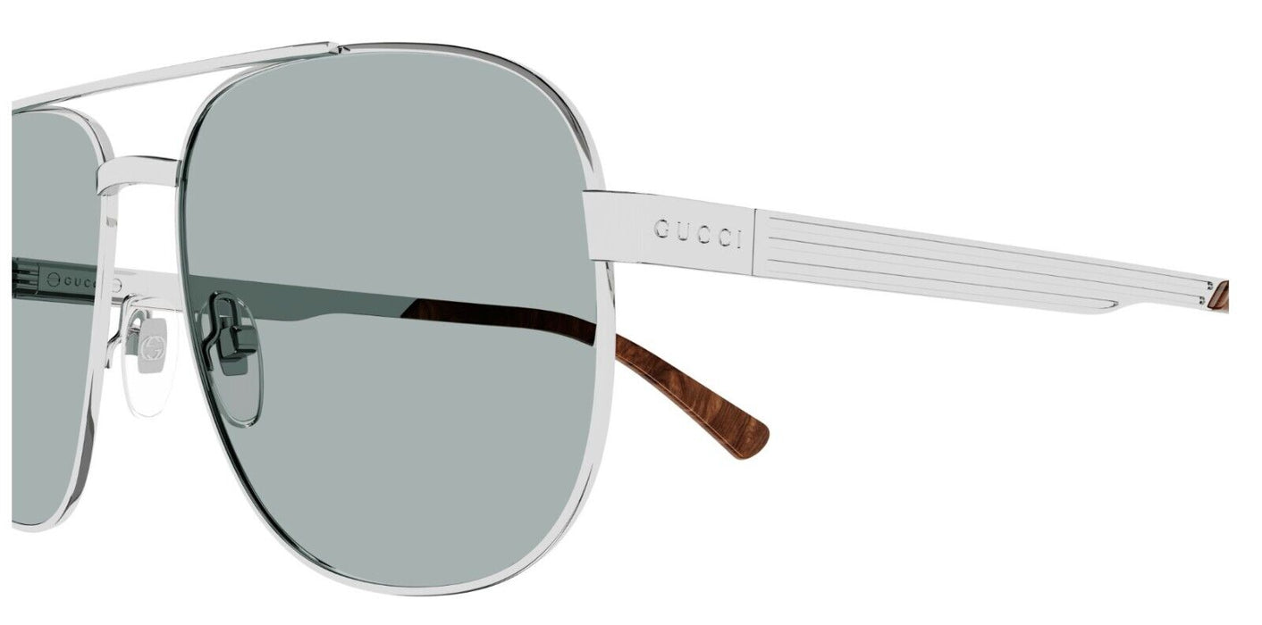 Gucci GG1223S 004 Silver/Green Caravan Men's Sunglasses