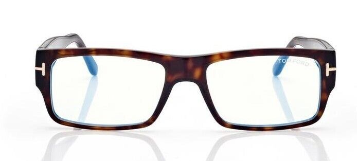 Tom Ford FT5835-B 052 Shiny Dark Havana/Blue Block Rectangular Men's Eyeglasses