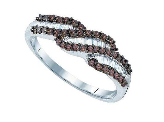 Sterling Silver Diamond Womens Brown Fashion Band Ring 1/2 Ct