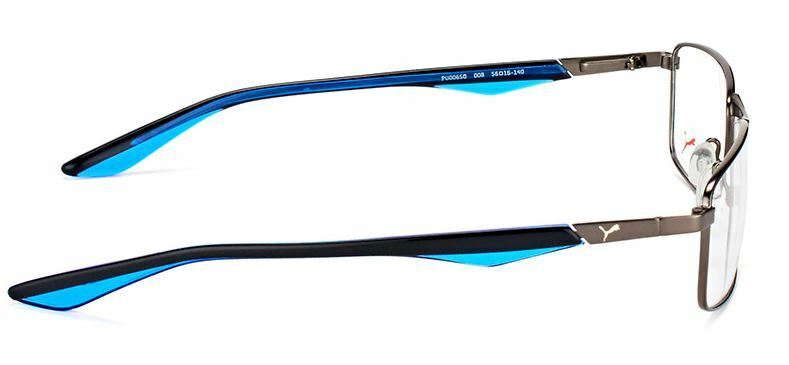 Puma PU 0065O 008 Black Blue Rectangle Men's Eyeglasses