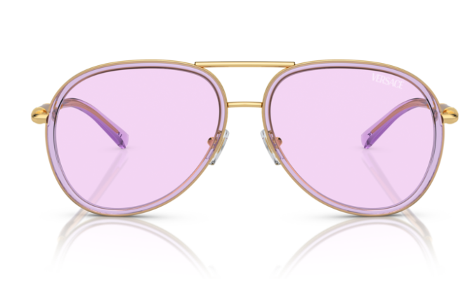 Versace VE 2260 10021A Lilac Transparent / Light Voilet Oval Men's Sunglasses