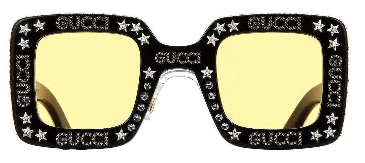 Gucci GG0780S 008 Black/Yellow Square Women's Sunglasses