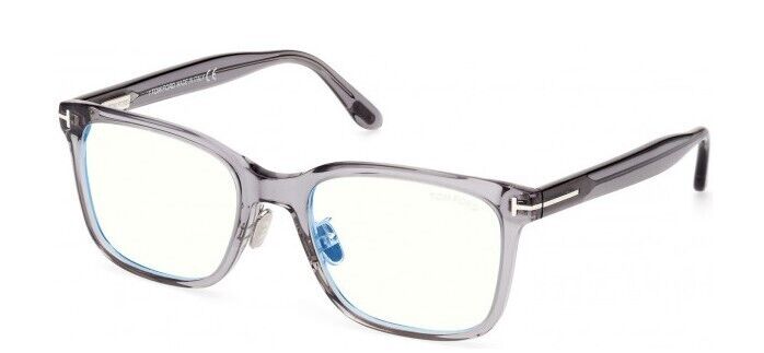 Tom Ford FT5853-D-B 020 Shiny Grey/Blue Block Square Men's Eyeglasses