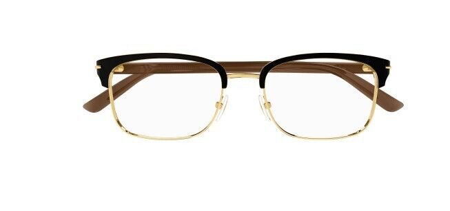 Gucci GG14480 002 Gold-Brown Clear Rectangular Men's Eyeglasses