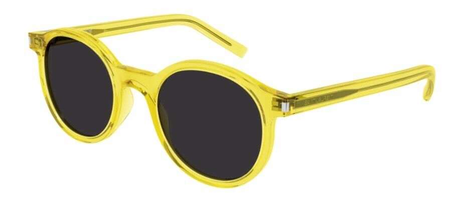 Saint Laurent SL521 009 Transparent Yellow/Black Round Unisex Sunglasses
