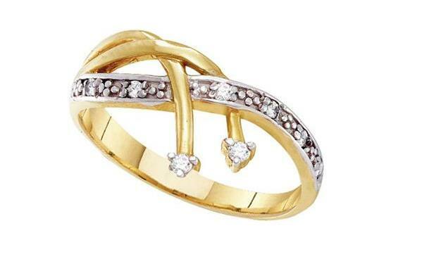 10kt Yellow Gold Diamond Womens Fashion Band Ring 1/10 Ct
