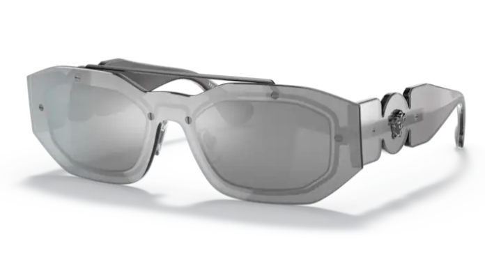 Versace 0VE2235 10016G Transparent grey mirror silver Oval Men's Sunglasses