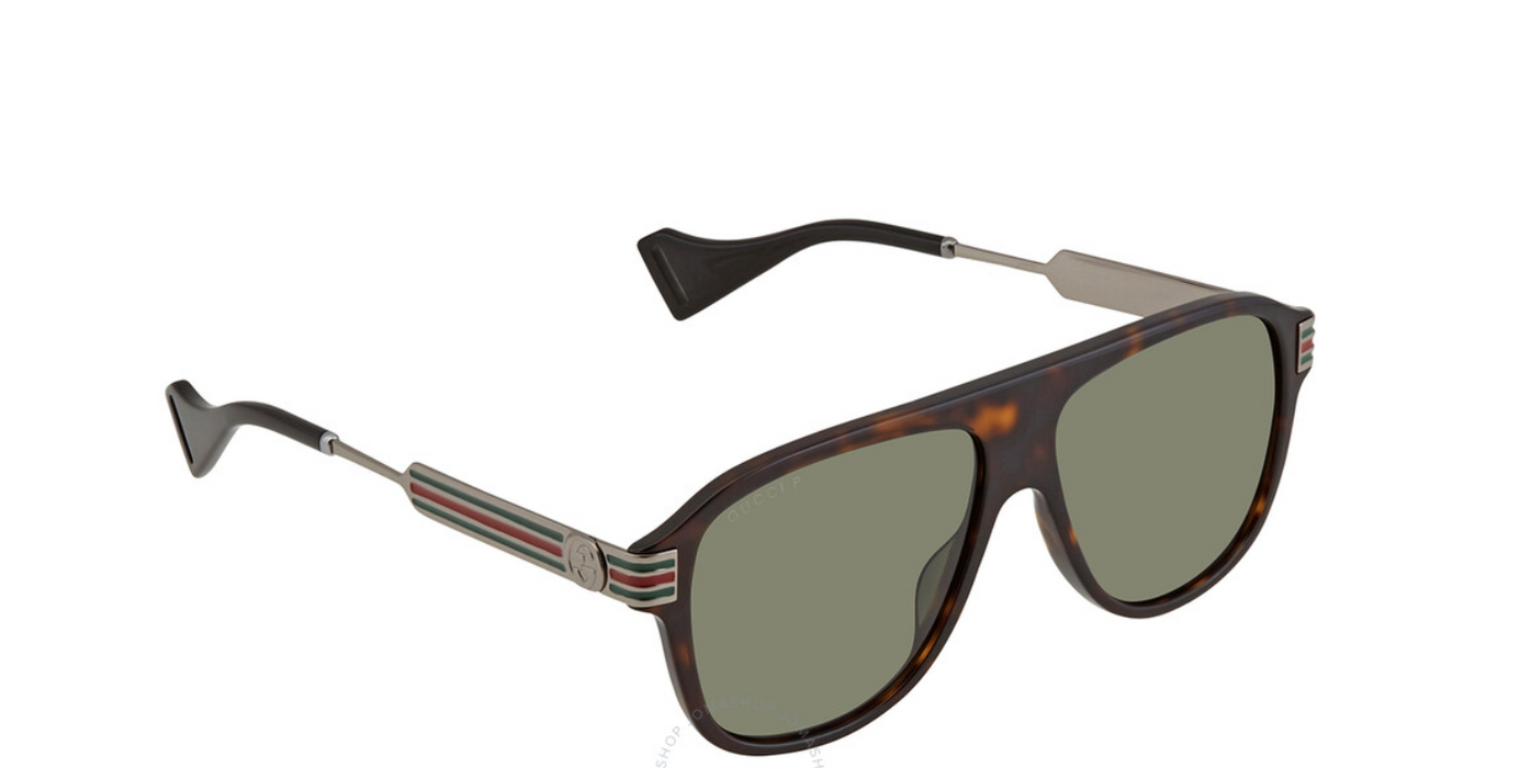 Gucci GG 0587S 002 Havana/Brown Green Polarized Sunglasses