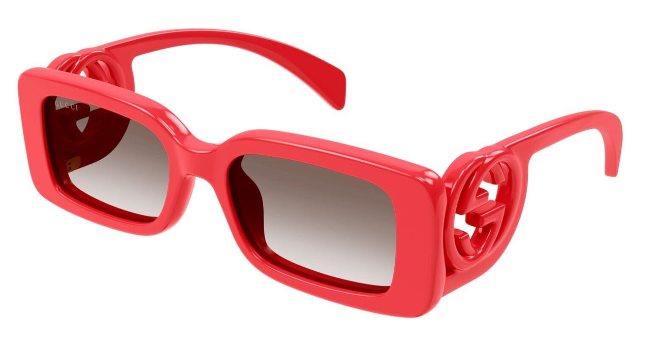 Gucci GG1325S 005 Red/Brown Gradient Narrow Rectangular Women's Sunglasses