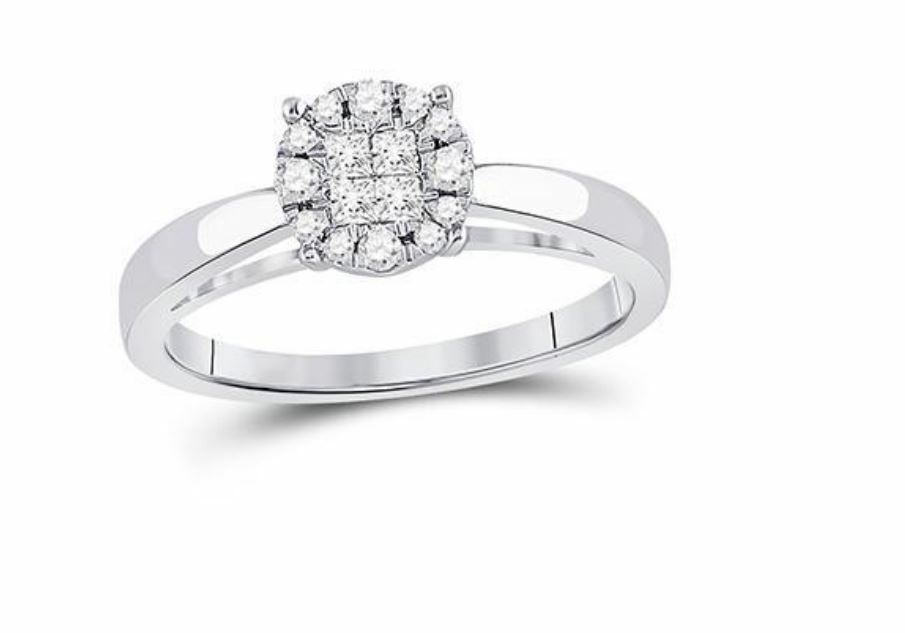 14kt White Gold Diamond Soleil Women Princess Bridal Ring 1/4 Cttw