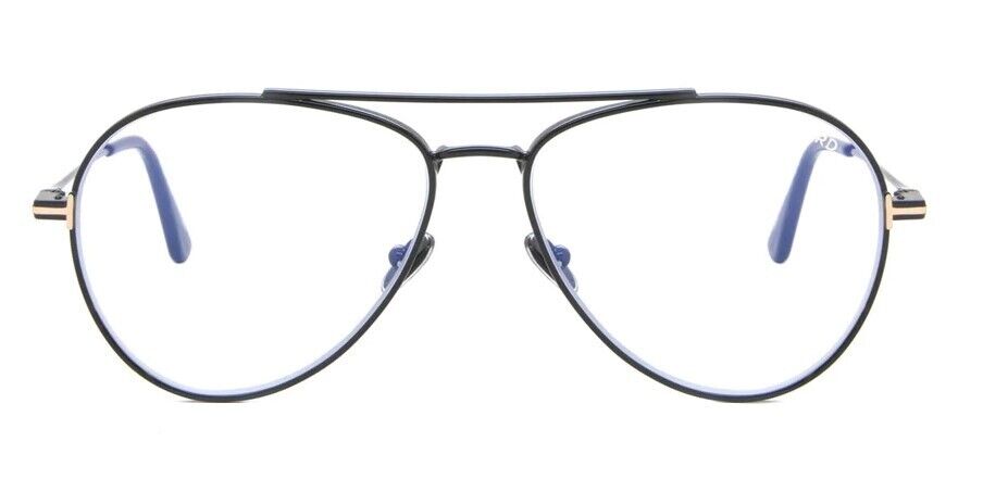 Tom Ford FT5800-B 001 Shiny Black/Blue Block Unisex Eyeglasses