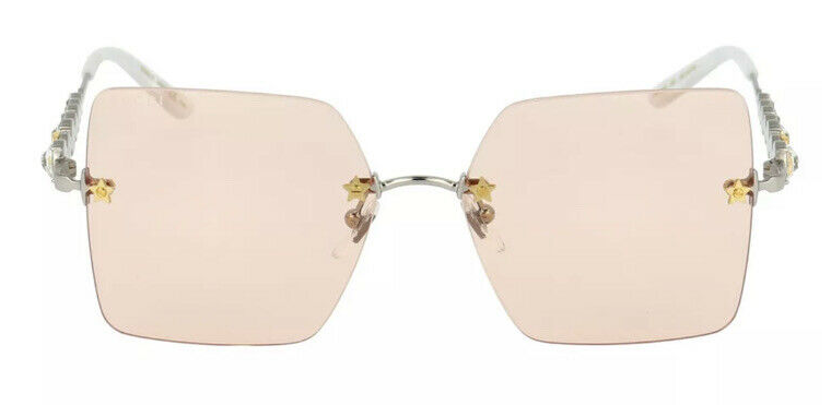 Gucci GG 0644S 003 Silver/ Pink Square Rimless Women's Sunglasses