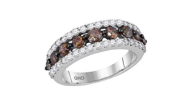 10kt White Gold Brown Diamond Womens Band Ring 2.00 Cttw