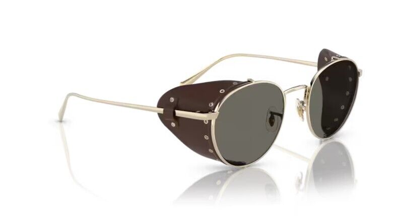 Oliver Peoples 0OV1323SM Cesarino-1 5145R5 Gold Sequoia Leather/Grey Sunglasses