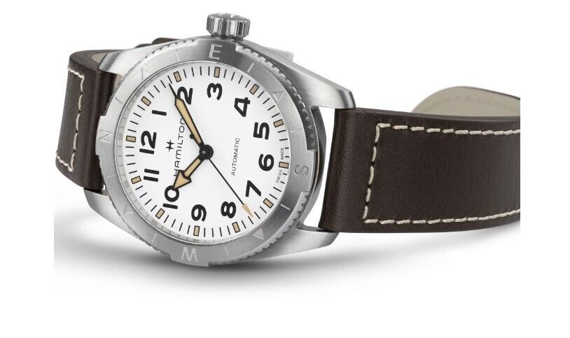 Hamilton Khaki Field Automatic White Dial Leather  Round Men's Watch H70225510