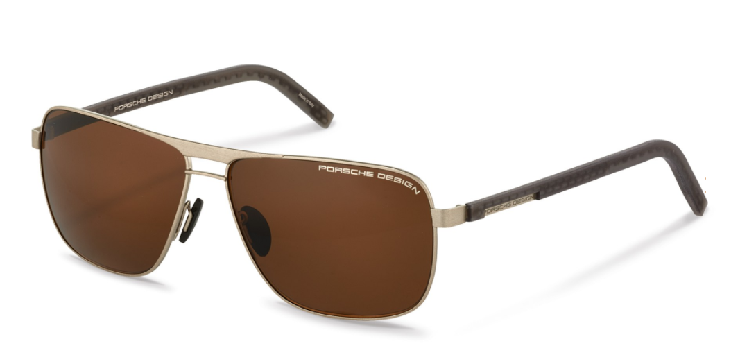 Porsche Design P 8639 D Brown Polarized Rectangular Aviator Sunglasses