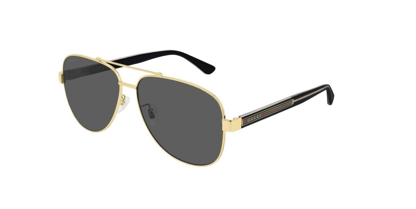 Gucci GG0528S 006 Gold-Crystal/Grey Pilot Men's Sunglasses