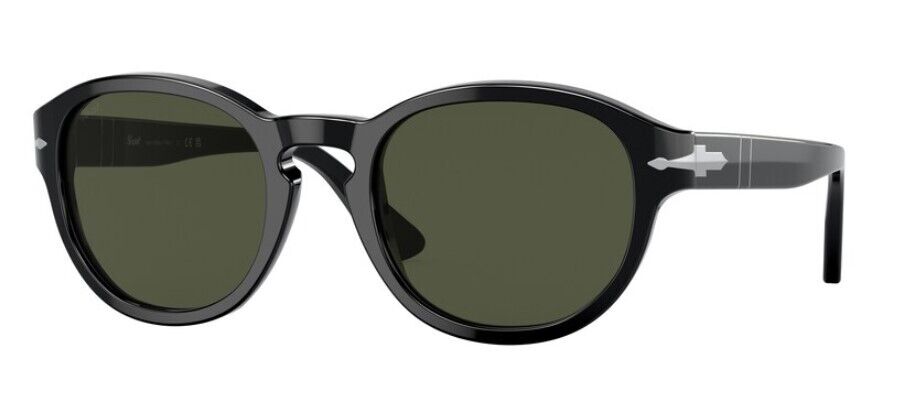 Persol 0PO3304S 95/31 Black/Green Oval Unisex Sunglasses