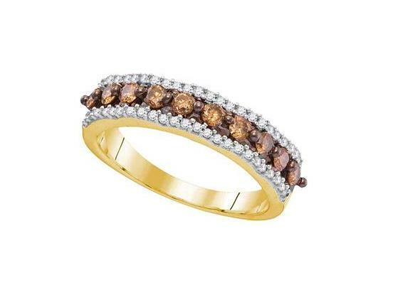 10kt Yellow Gold Brown Diamond Womens Band Ring 5/8 Cttw