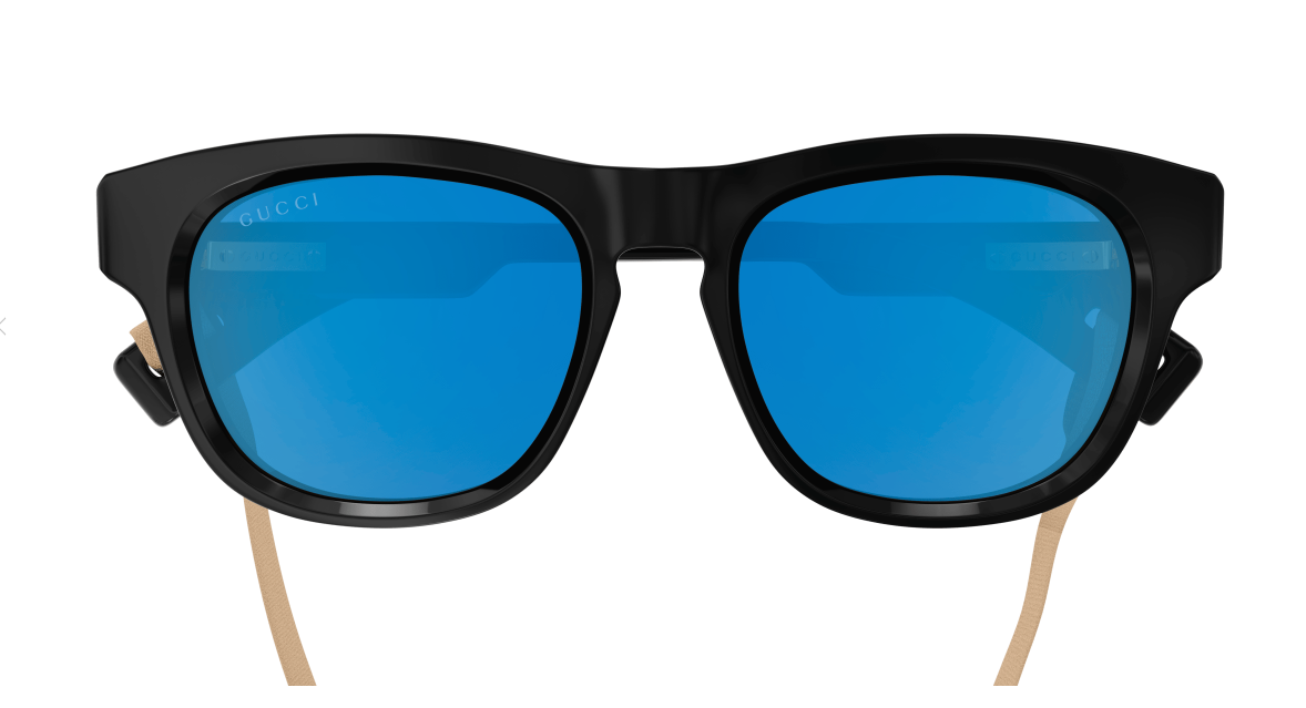 Gucci GG1238S 002 Black/Blue Rectangular Men's Sunglasses