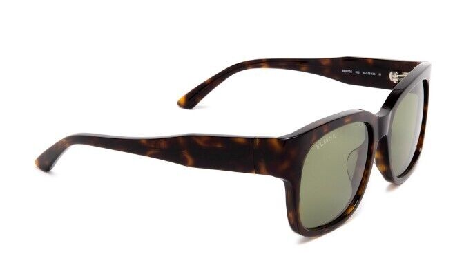 Balenciaga BB0212S 002 Havana/Green Square Full-Rim Unisex Sunglasses