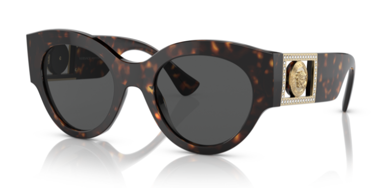 Versace 0VE4438BF 108/87 Dark havana / Dark grey Round Women's Sunglasses