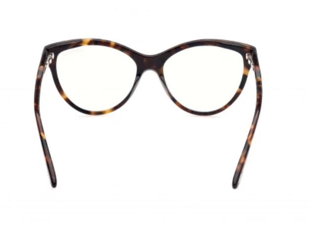 Tom Ford FT 5772B 052 Dark Havana Blue Block/Smoke Grad Eyeglasses With Clip-On