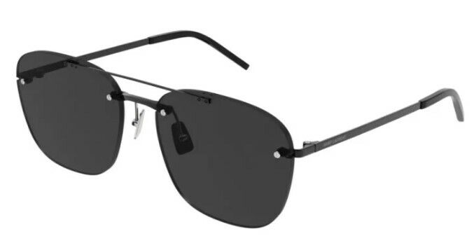 Saint Laurent SL 309 001 Black/Black Rimless Metal Pilot Unisex Sunglasses