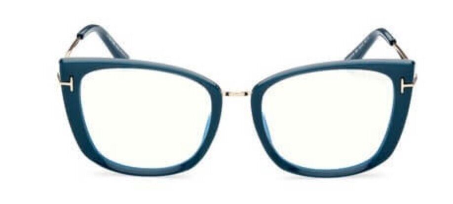 Tom Ford FT5816-B 089 Shiny Teal/Blue Block Cat-Eye Women's Eyeglasses