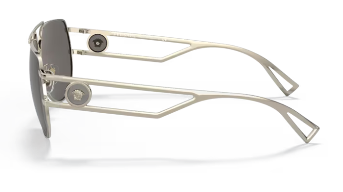 Versace VE2225 12526G - Pale gold Light grey mirror Oval 60mm Men's Sunglasses