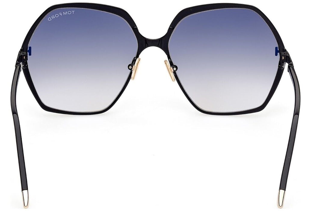 Tom Ford FT 0912 Fonda 02 01B Shiny Black Smoke Gradient Women Sunglasses