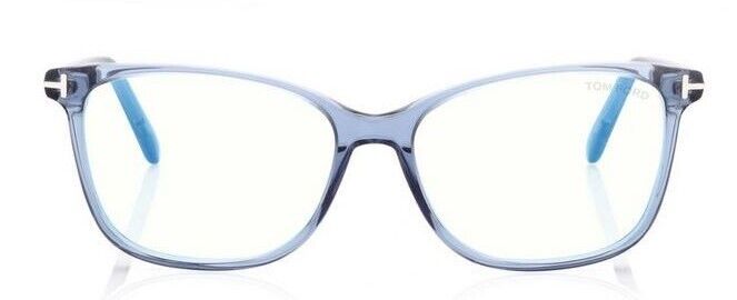 Tom Ford FT5842-B 090 Shiny Blue/Blue Block Square Women's Eyeglasses