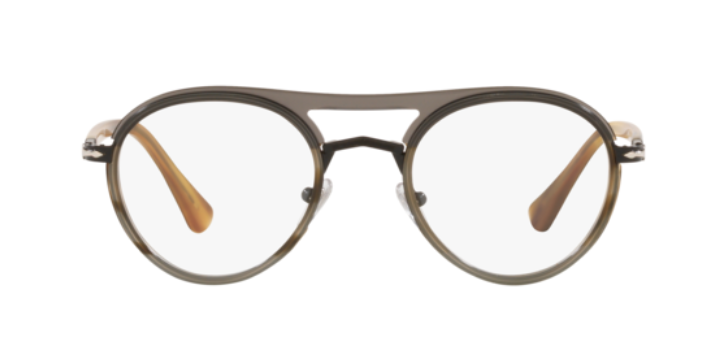 Persol 0PO2485V 1146 Blackstriped Brown/Grey Unisex Eyeglasses