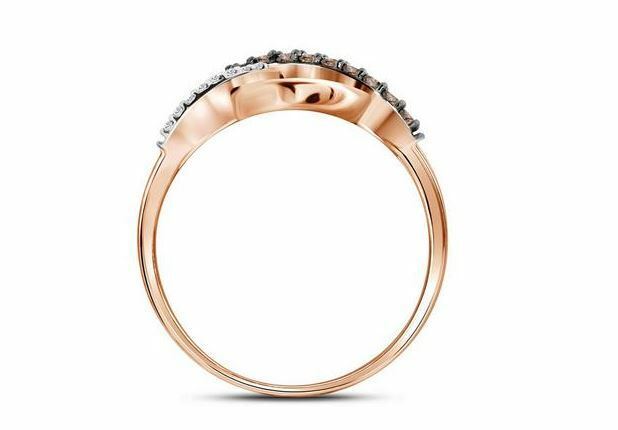 10kt Rose Gold Brown Diamond Womens Croseeover Band Ring 1/2 Cttw