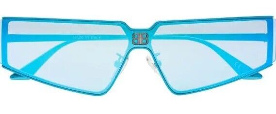 Balenciaga BB0192S 003 Light Blue/Blue Double Mirrored Metal Unisex Sunglasses