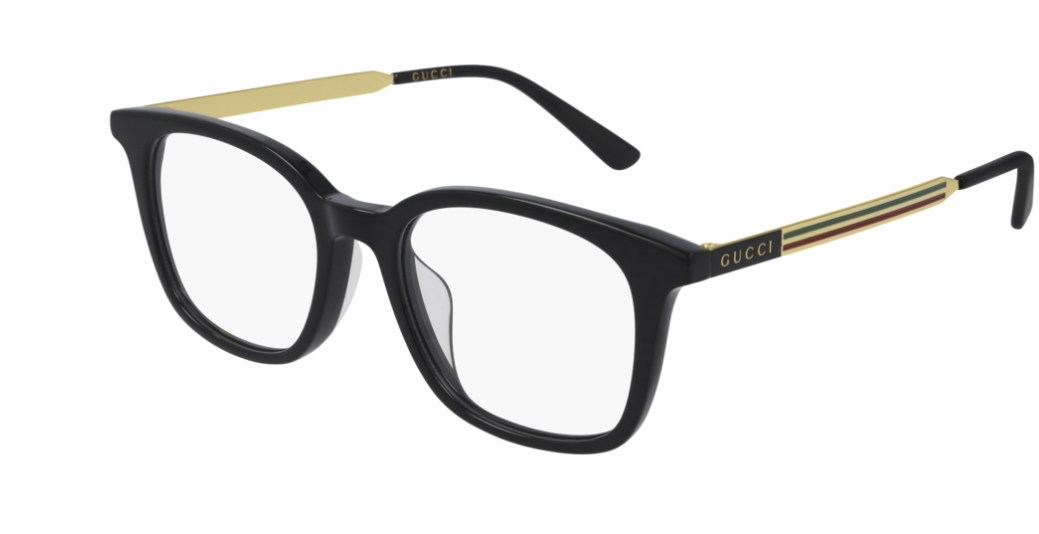 Gucci GG 0831OA 001 Black/Gold Rectangle Unisex Eyeglasses