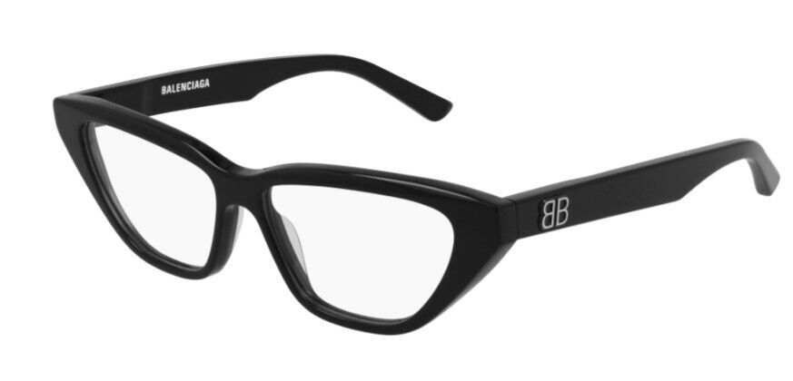 Balenciaga BB0128O 001 Black/Black Cat- Eye Full-Rim Women's Eyeglasses